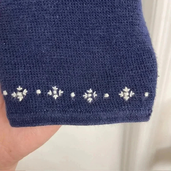 VTG Woolrich Full Zip Cardigan Navy Embroidered Sz M Cottagecore Grandma - Picture 6 of 8